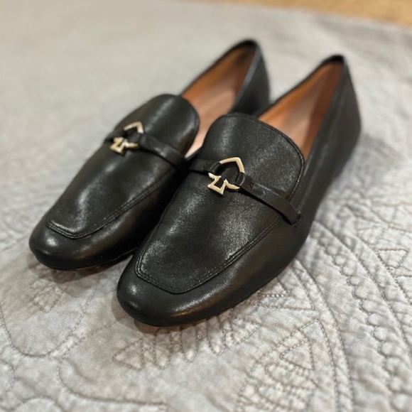 kate spade Shoes - Kate Spade Cape Cod Women's Loafer Black Leather Silver Logo Size 6